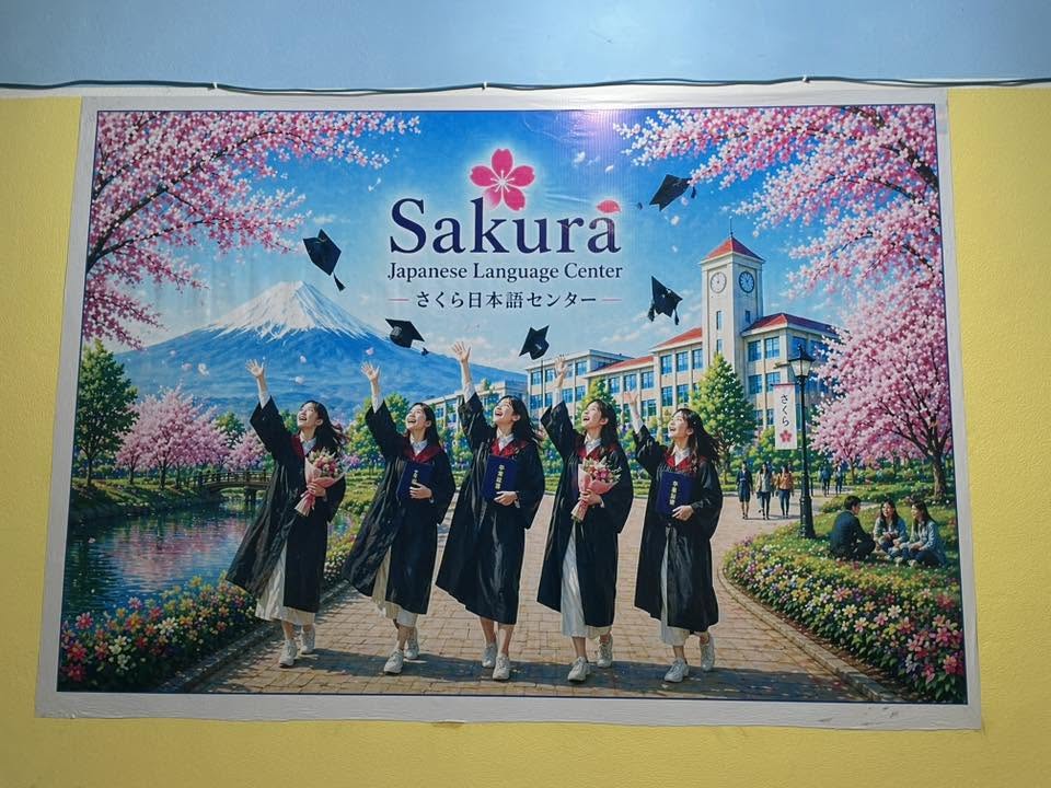 Sakura Japanese Language Training Center — graduation banner